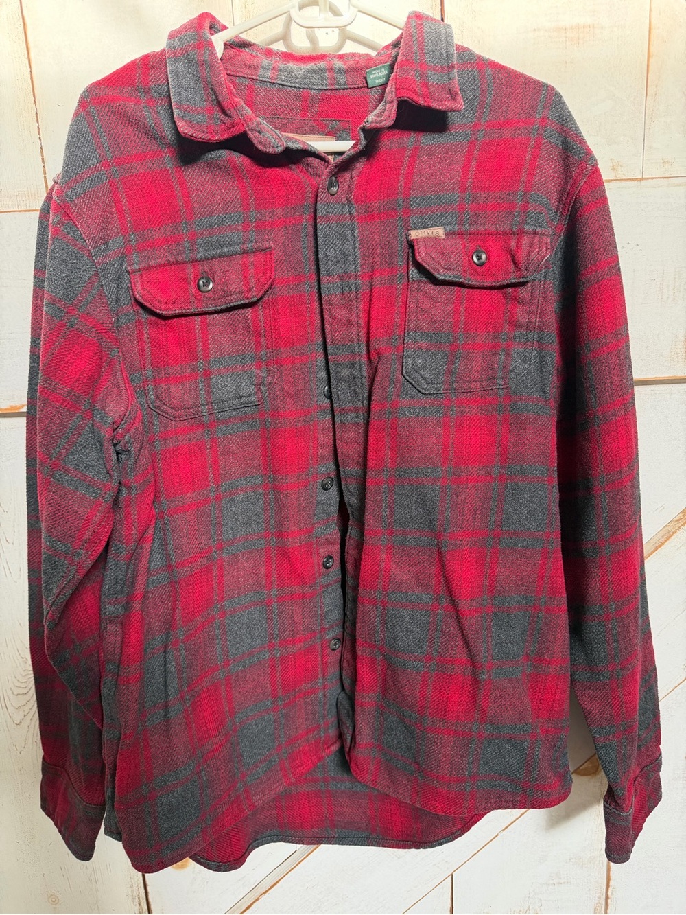 Vintage Orvis Red and Gray Plaid Lightweight Shirt Jacket